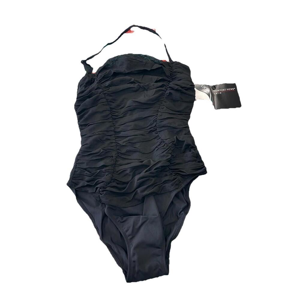 NWT! newport news GOLD Vintage Black bathing suit Sz 8 H96